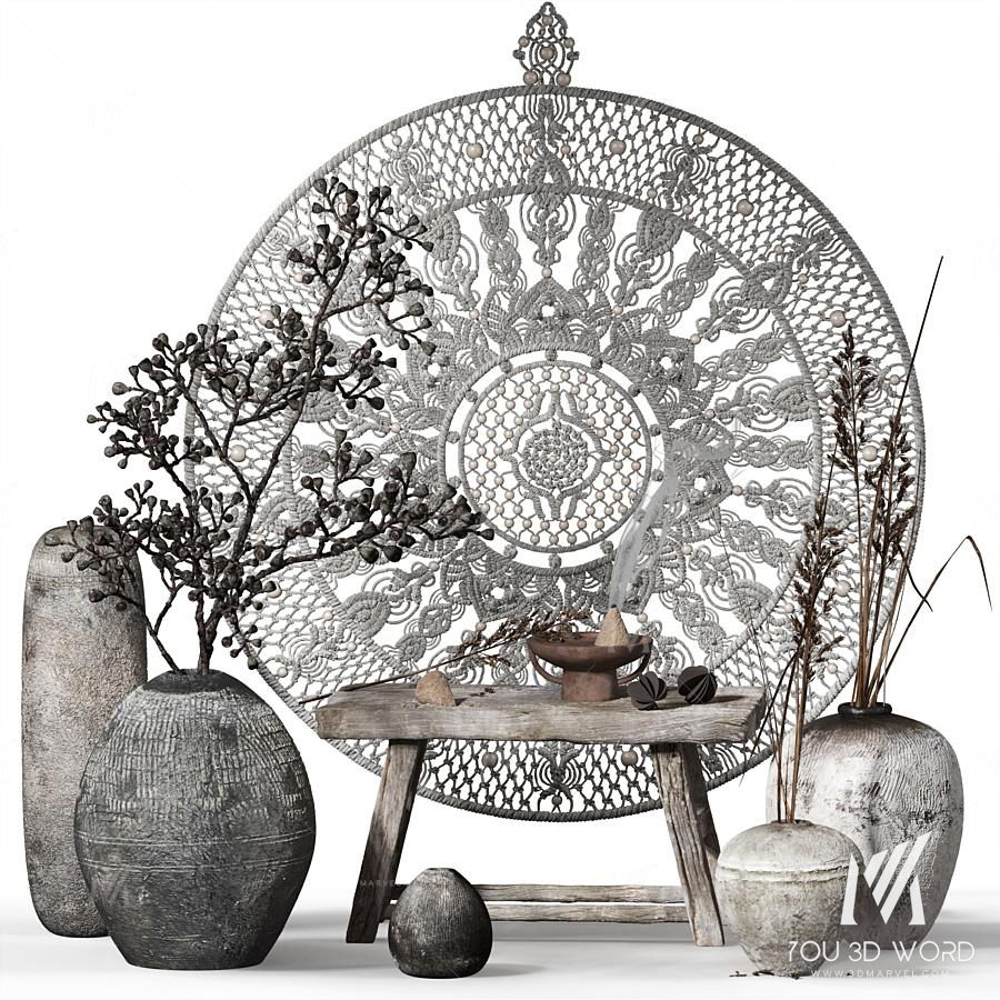 Decorative set 015 with Macrame panno